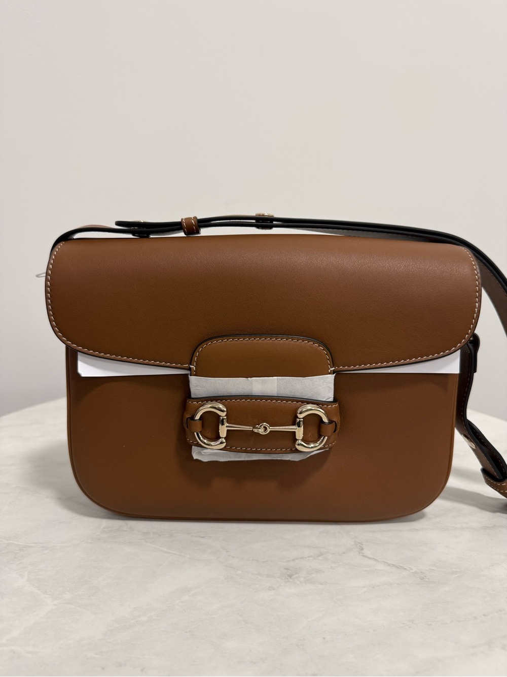 Gucci Horsebit 1955 Shoulder Bag Soft Medium Brown Leather - NEW